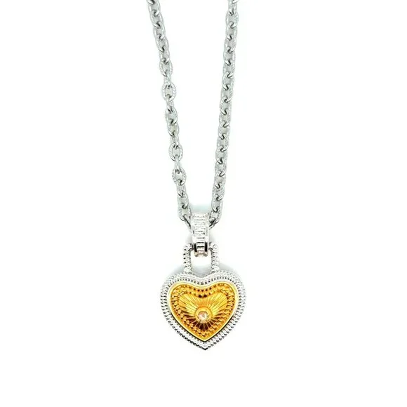Silver/Gold Heart Necklace (n1) - Picture 1 of 8